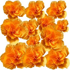Yellow Paper Flowers Decorations for Wall, Tissue Paper Flowers 3D Flowers Wall Décor for Bridal Shower Photo Backdrop Wedding Birthday Room Decor Bulletin Boards, 4 Pieces each of 12", 10", and 8"