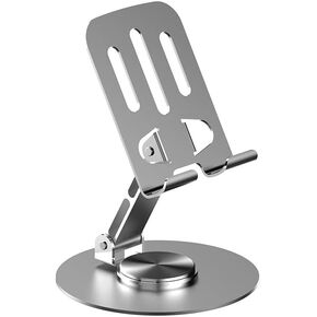 2PCS Cell Phone Stand, Multi-Angel Adjustable 360° Rotation Non-Slip Metal Phone Stand Compatible with iPone Android Smartphone and Tablet(Grey&Grey)