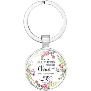 I Can Do All Things Through Christ Keychains Bible Quote Spiritual Keyrings