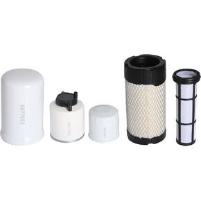 Filter Kit 6687262 6687263 6677652 6671057 6667352 Fit for Bobcat Mini Track Loader MT100 MT85 MT52 MT55, Lube Filter, Air Filter, Oil Filter, Fuel Filter Water Separator, Filter Service Kit 5PCS