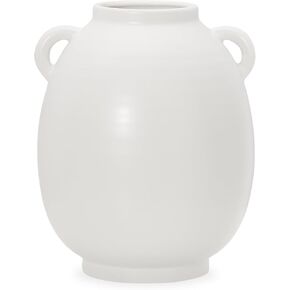 Torre & Tagus White Ceramic Vase with Handles - 9 Inch Boho Decor Decorative Vase for Home Decor, Decorative Pottery Flower Vase for Dining Table Decor, Wedding Decor (Capri White Vase for Flowers)