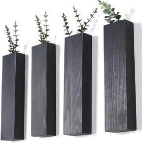 Wood Wall Planter Indoor, Farmhouse Wall Hanging Decor Pocket Planter Vase for Indoor Fake Plants Greenery,Dried Flowers, Wall Plant Holder (3, White)