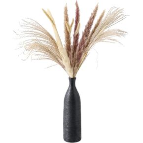 Black Ceramic Vase -Thin Neck Black Ceramic Vase- Long Black Vase - Black Home Decor, Living RoomDecoration, Table, Bookshelf, Entryway and Enierpieces（3.15In×3.15In×10.52In）