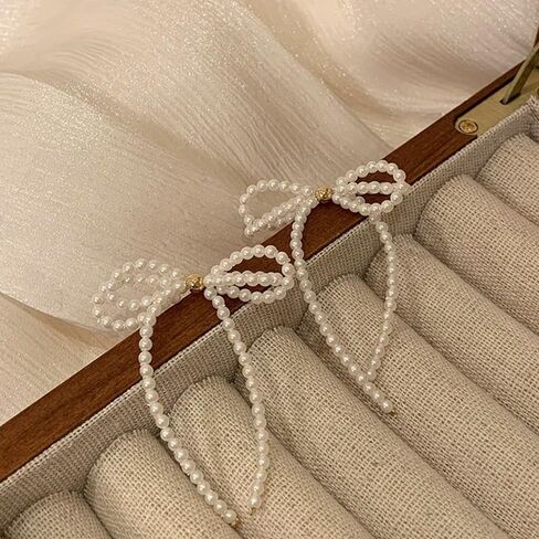 Pearl Hoop Earrings for Women, Statement Large Hoop Pearl Dangle Earrings Trendy Unique Gold Plated Beaded Pierced Earrings for Holiday Jewelry Gifts in Kuwait