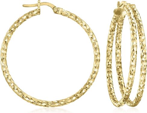 Ross-Simons Italian 18kt Gold Over Sterling Diamond-Cut Double-Hoop Earrings in Saudi Arabia