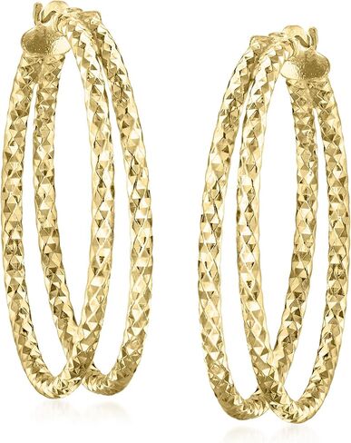 Ross-Simons Italian 18kt Gold Over Sterling Diamond-Cut Double-Hoop Earrings in Saudi Arabia