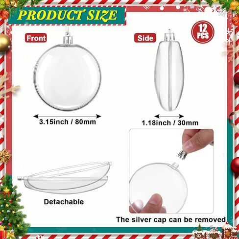 12 جهاز كمبيوتر شخصى 3.15 بوصة عيد الميلاد الحلي واضحة للحرف اليدوية عيد الميلاد واضحة زخرفة أقراص كرات بلاستيكية الحلي كرات عيد الميلاد المسطحة الحلي البيضاوية DIY شفافة لحفل زفاف عيد ميلاد in Kuwait