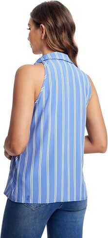 Milumia Women Sleeveless Button Down Striped Blouses Work Tank Tops Office Blouses in Saudi Arabia