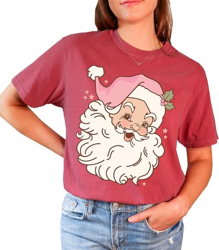 Fall Design Christmas T-Shirt: Happy Santa, Graphic Tee for Women, Men, Unisex, 100% Cotton in Kuwait