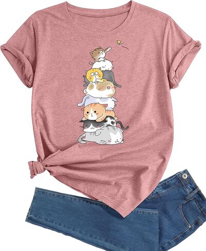 Women's T-Shirt Short Sleeve Crewneck Graphic Tees Printed Casual Summer Tops in Saudi Arabia