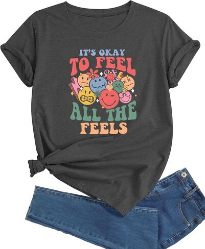 Women's T-Shirt Short Sleeve Crewneck Graphic Tees Printed Casual Summer Tops in Saudi Arabia