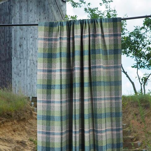 always4u Woolen Look Check Curtains 100% Blackout Highland Tartan Curtain for Living Room Bedroom Grommet Lined Window Drapes 2 Panels Green 45 * 63 Inches in Saudi Arabia