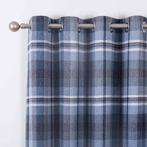 always4u Woolen Look Check Curtains 100% Blackout Highland Tartan Curtain for Living Room Bedroom Grommet Lined Window Drapes 2 Panels Green 45 * 63 Inches in Saudi Arabia