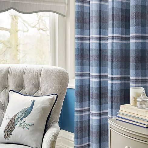 always4u Woolen Look Check Curtains 100% Blackout Highland Tartan Curtain for Living Room Bedroom Grommet Lined Window Drapes 2 Panels Green 45 * 63 Inches in Saudi Arabia