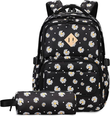 MOONBABY Kids Backpacks for Girls School Bookbag with Pencil Case for Elementary Primary Middle School, Daisy Backpack in Saudi Arabia