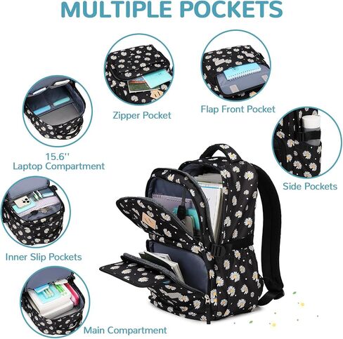MOONBABY Kids Backpacks for Girls School Bookbag with Pencil Case for Elementary Primary Middle School, Daisy Backpack in Saudi Arabia