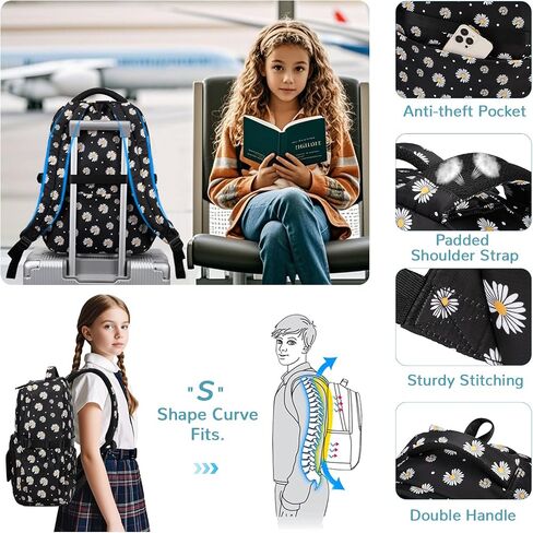MOONBABY Kids Backpacks for Girls School Bookbag with Pencil Case for Elementary Primary Middle School, Daisy Backpack in Saudi Arabia