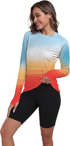 Womens Rash Guard Long Sleeve UPF 50+ Swim Shirts Moisture Wicking UV Protection SPF Sun Shirts Fishing QYY24025 in Kuwait