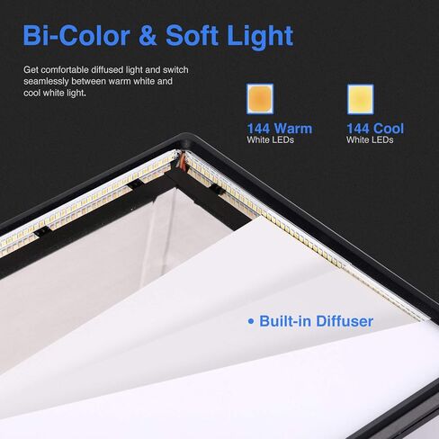 لوحة إضاءة فيديو LED RGB مقاس 18.3 بوصة من NEEWER مع التحكم في التطبيق، لون كامل 360 درجة، حزمة واحدة 60 وات قابلة للتعتيم 2500K ~ 8500K RGB LED لوحة CRI/TLCI 97+ مع 17 تأثير مشاهد خاصة للعبة YouTube Zoom Photography in Kuwait