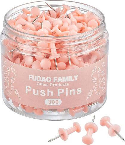 FUDAO FAMILY 300pcs Push Pins for Bulletin Board, Thumb Tacks for Wall Corkboard, Map Pins - Home Office School Craft Projects Plastic Head Steel Push Pin (Black) in Kuwait