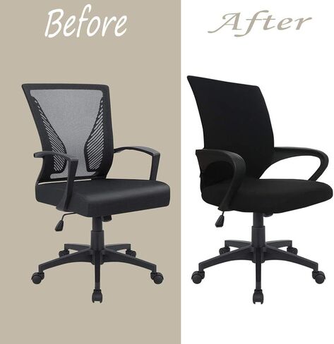 Office Chair Cover Computer Ergonomic Chair Mid Back Swivel with Armrest Chair Cover (Chair not Included) (Black, Small) in Saudi Arabia