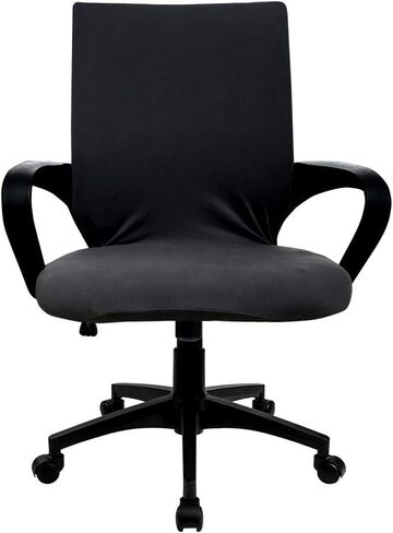 Office Chair Cover Computer Ergonomic Chair Mid Back Swivel with Armrest Chair Cover (Chair not Included) (Black, Small) in Saudi Arabia