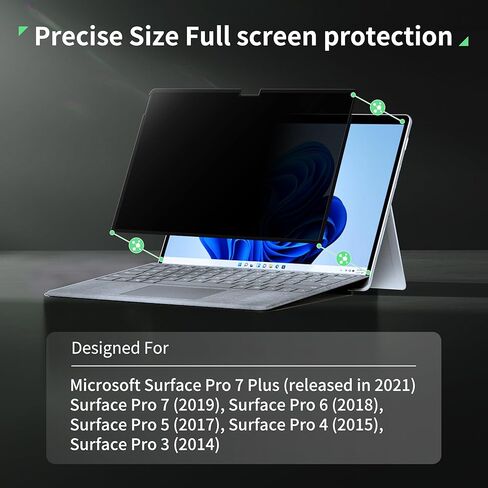 Nano 15 Inch Privacy Screen for Microsoft Surface Laptop 6/5/4/3/2/1, Removable Film Anti-Spy Filter Black Security Protector, Anti Glare Blue Light Shield Matte Screen Guard in Kuwait