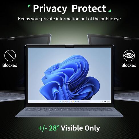 Nano 15 Inch Privacy Screen for Microsoft Surface Laptop 6/5/4/3/2/1, Removable Film Anti-Spy Filter Black Security Protector, Anti Glare Blue Light Shield Matte Screen Guard in Kuwait