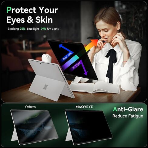 شاشة خصوصية نانو 15 بوصة لجهاز Microsoft Surface Laptop 6/5/4/3/2/1، طبقة قابلة للإزالة مضادة للتجسس، واقي أمان أسود، واقي شاشة غير لامع مضاد للوهج باللون الأزرق in Kuwait