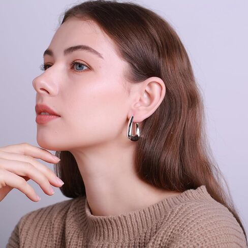 Acrylic Huggie Statement Earrings, Colorful Dome Huggie Hoop Earrings for Women in Kuwait