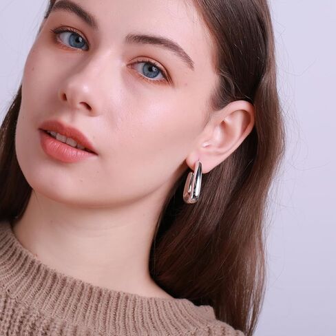 Acrylic Huggie Statement Earrings, Colorful Dome Huggie Hoop Earrings for Women in Kuwait