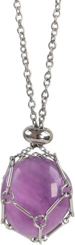FANASY Crystal Holder Necklace - Stainless Steel Cage for Stones, Crystal Pendant Necklace With Adjustable Length, Natural Gemstone Jewelry for Women Men in Kuwait