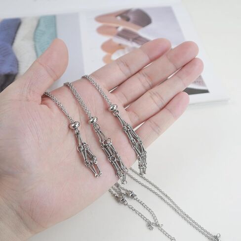 FANASY Crystal Holder Necklace - Stainless Steel Cage for Stones, Crystal Pendant Necklace With Adjustable Length, Natural Gemstone Jewelry for Women Men in Kuwait