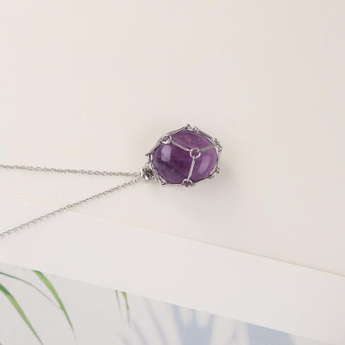 FANASY Crystal Holder Necklace - Stainless Steel Cage for Stones, Crystal Pendant Necklace With Adjustable Length, Natural Gemstone Jewelry for Women Men in Kuwait