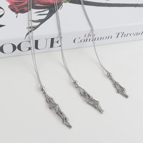 FANASY Crystal Holder Necklace - Stainless Steel Cage for Stones, Crystal Pendant Necklace With Adjustable Length, Natural Gemstone Jewelry for Women Men in Kuwait