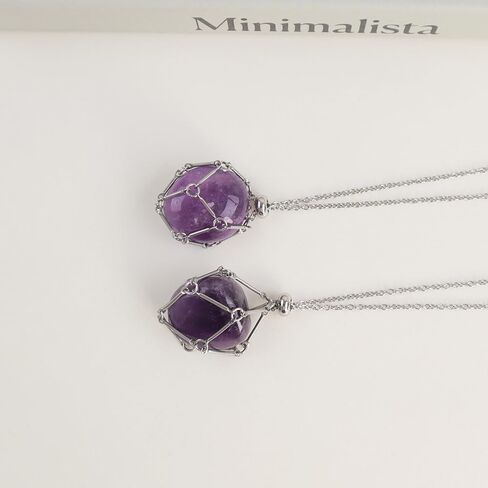 FANASY Crystal Holder Necklace - Stainless Steel Cage for Stones, Crystal Pendant Necklace With Adjustable Length, Natural Gemstone Jewelry for Women Men in Kuwait