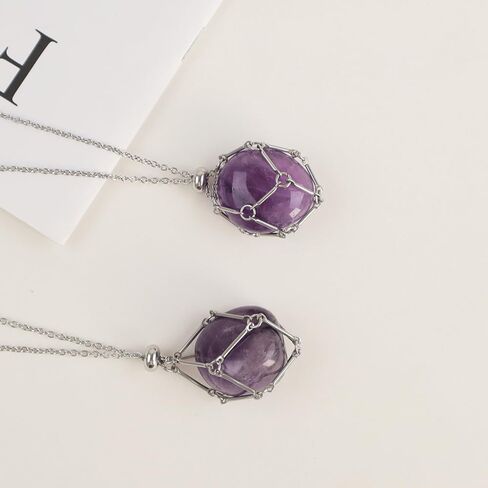 FANASY Crystal Holder Necklace - Stainless Steel Cage for Stones, Crystal Pendant Necklace With Adjustable Length, Natural Gemstone Jewelry for Women Men in Kuwait