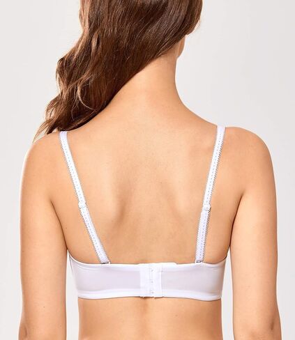 DOBREVA Women's Strapless Plus Size Underwire Lace Unlined Balconette Bra in Kuwait