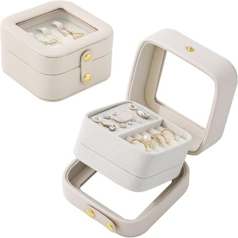 CASEGRACE Clear Lid Travel Jewelry Organizer Small Jewelry Box Portable Jewelry Travel Organizer Display Storage Case for Rings Earring Necklace Bracelet, Gift for Women(Purple) in Saudi Arabia