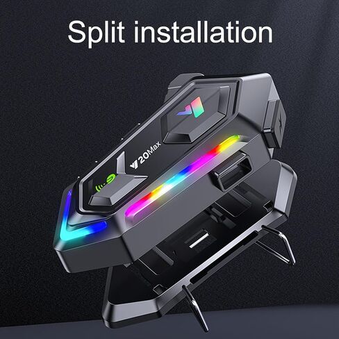 Y20 Motorcycle Helmet Bluetooth Headset, Flash Color RGB Lighting Effect, Bluetooth 5.3 Headphone, Smart Noise Reduction, HiFi Level Sound Quality, IPX6, Compatible with All Helmets in Saudi Arabia