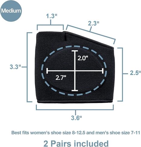 Metatarsal Pads for Men and Women - Gel Cushions for Ball of Foot Pain Relief, Sesamoiditis, Metatarsalgia, Morton's Neuroma - 2 Pairs Fabric Sleeves with Gel Inserts (Black, M) in Saudi Arabia