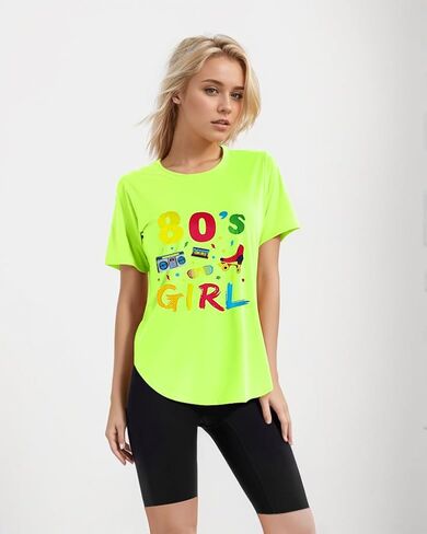 80s Outfit for Women,80s Girl Letter Short Sleeve Top and Shorts Cosplay Costume Set in Saudi Arabia
