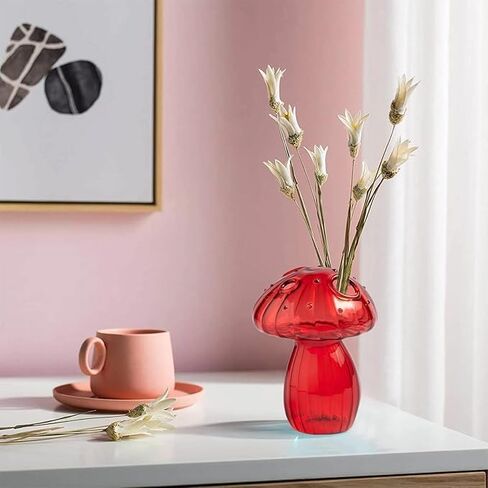Clear Mushroom Flower Vase, Glass Hydroponic Plant Vases, Nordic Style Mushroom Glass Bud Vases Mushroom Flower Vases for Home Office Living Room Decor (Multicolor 4Pcs) in Saudi Arabia