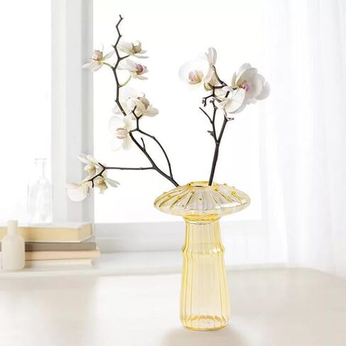 Clear Mushroom Flower Vase, Glass Hydroponic Plant Vases, Nordic Style Mushroom Glass Bud Vases Mushroom Flower Vases for Home Office Living Room Decor (Multicolor 4Pcs) in Saudi Arabia