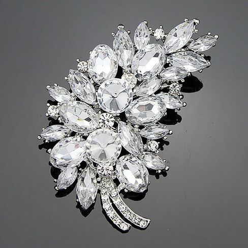 Vintage Sparkling Flower Leaf Brooch Pin Premium Rhinestone Brooch Multicolor Feather Brooch Lapel Pin Red Green White Purple Crystal Gem Brooch Large Feather Brooch Clothing Hat Bag Suit Clothing Jewelry for Women in Kuwait