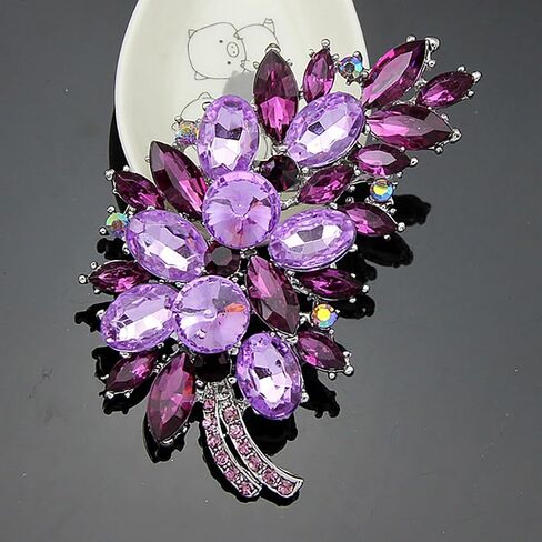 Vintage Sparkling Flower Leaf Brooch Pin Premium Rhinestone Brooch Multicolor Feather Brooch Lapel Pin Red Green White Purple Crystal Gem Brooch Large Feather Brooch Clothing Hat Bag Suit Clothing Jewelry for Women in Kuwait