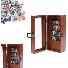 Bewinner Anxiety Relief Bookshelf Ornament for Adults, Miniature Book Library Shake Away Your Anxiety, Wooden Book Box Display Case Home Decoration for Men Women Book Lovers