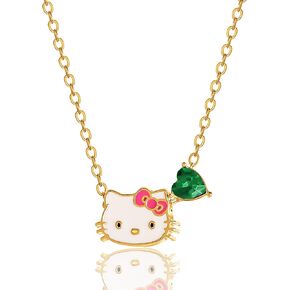 Hello Kitty Sanrio Gifts Birthstone Necklace 18", 18kt Gold Flash-Plated Necklace, Jewelry Official License