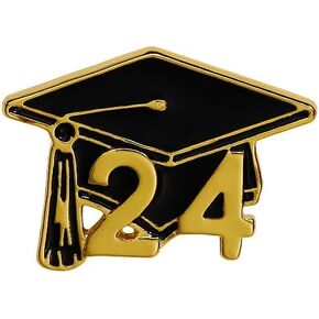 2024 Graduation Cap Enamel Pin Decorations Brooch Lapel Apparelpin Black and Gold Graduation for Studant Women Men College High School Congrats Grad Party Jewelry