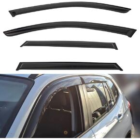 4pcs Front+Rear Smoke Tint Sun/Rain Guard Outside Mount Tape-On Vent Window Visors Compatible with 09-15 BMW X1 E84